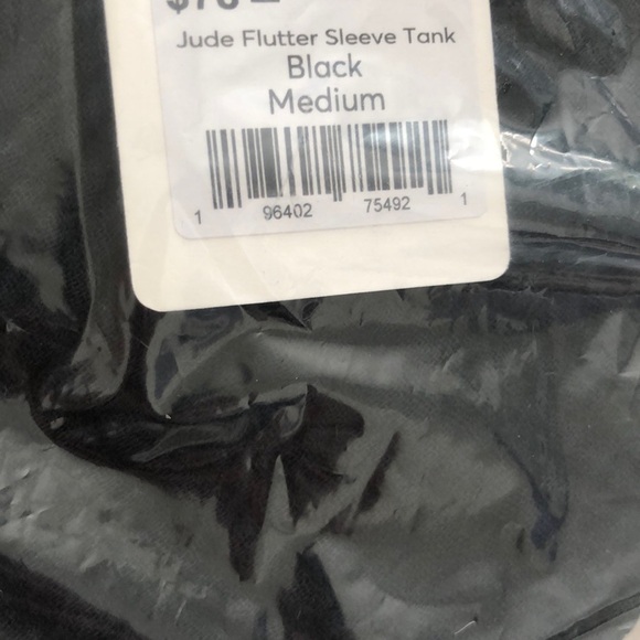 Marine Layer Jude Tank Top Ruffle Flutter Sleeve Crinkled Cotton Black NWT M - Picture 8 of 8